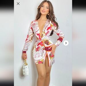 Fashion Nova "Whole Lotta Class At Sea" Vibrant Long Sleeve Dress